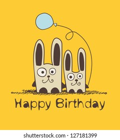 Cute vector rabbit with balloon
