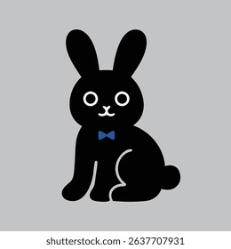 Cute vector rabbit with big eyes, simple design, ideal for kids' projects and decor.