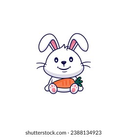 cute vector rabbit with carrot cartoon