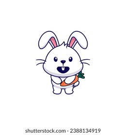 cute vector rabbit with carrot doodle