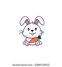 cute vector rabbit with carrot drawing