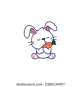 cute vector rabbit with carrot happy