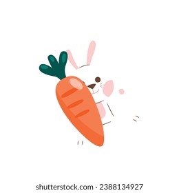 cute vector rabbit with carrot isolated