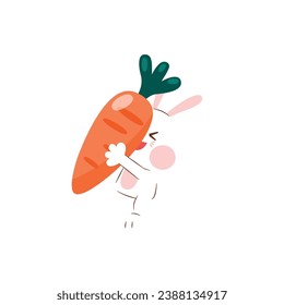 cute vector rabbit with carrot nature