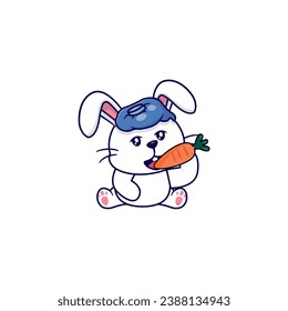 conejo vectorial lindo con primavera de zanahoria