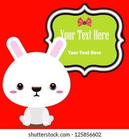 cute vector rabbit with text
