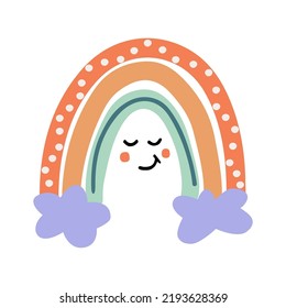 Arcoiris vector lindo. Diseño de bebé para invitación de cumpleaños o ducha de bebé, afiche, ropa, arte de pared infantil y postal.
