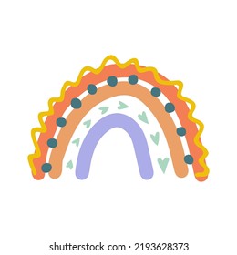 Gerader Vektorregenbogen. Babydesign zum Geburtstag oder Babydusche, Plakat, Kleidung, Kinderwandkunst und Postkarte.

