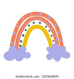 Arcoiris vector lindo. Diseño de bebé para invitación de cumpleaños o ducha de bebé, afiche, ropa, arte de pared infantil y postal.
