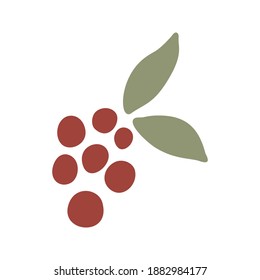 Cute vector red berries, boho nursery clipart. Hand drawn doodle illustration. Cartoon kids clipart for baby shower, kids bedroom decor, birthday party or textile of apparel.