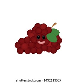 Cute Vector Red Grapes Character Isolated