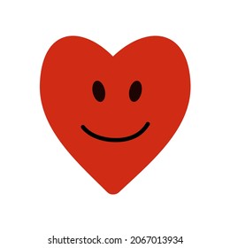 Cute vector red heart clip art. Hand drawn doodle illustration. Cartoon clip art for romantic design. Emoji. Figures with face emotions. Hand drawn trendy Vector illustration for kids. Cute funny