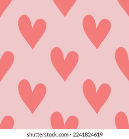 Cute vector red heart pattern. Hand drawn doodle illustration. 