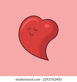 Corazón rojo vector lindo sonriente