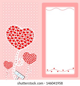 cute vector red hearts and white frame for Valentine's day card designs