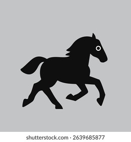 Cute vector running horse with big eyes, simple design, great for kids' projects and decor.