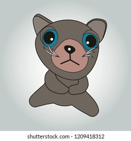 Cute vector sad cat