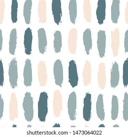 Cute vector scandinavian seamless pattern of vertical strokes of paint. Hand-drawn brush texture in blue and beige color. Ideal for textiles, wallpaper, wrapping paper, fabric, etc.