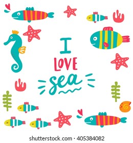Cute vector sea print for kids