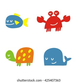 Cute vector sea print for kids