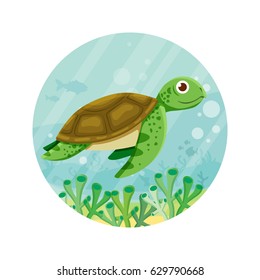 Cute Vector Sea Turtle. 