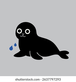 Cute vector seal with big eyes, simple design, great for kids' projects and decor.