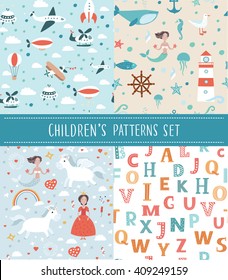 Cute vector seamless childrens background. Use it for childrens wallpaper, gift wrapping, prints for baby clothes, prints for bedclothes, greeting cards