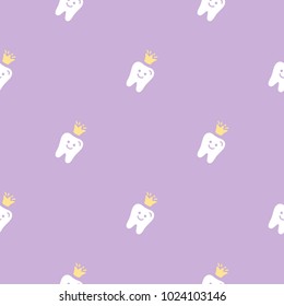 Cute vector seamless dental pattern with flat  icons
