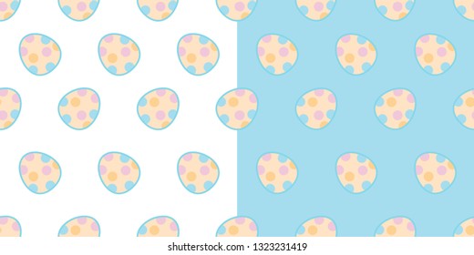 Cute vector seamless fully editable pattern of easter eggs in pastel or kawaii colors