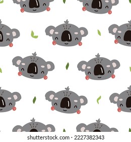 Cute Vektorgrafik nahtlos mit lustiger Koala auf weißem Hintergrund für Ihr Design
