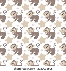 Cute vector seamless pattern with animals. Creative kids texture for fabric, wrapping, textile, wallpaper, apparel. 