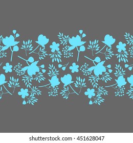 cute vector seamless pattern with beautiful flower peones and leafs