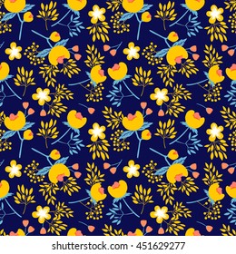 cute vector seamless pattern with beautiful flower peones and leafs