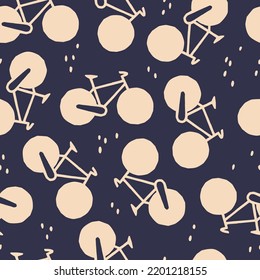 Cute vector seamless pattern with bikes. Ideal for design, wallpaper, packaging, textile, scrapbooking.