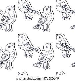 cute vector seamless pattern with bird sparrows