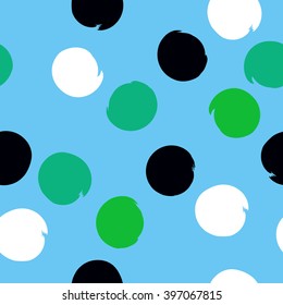Cute vector seamless pattern . Brush strokes, circles.  Endless texture can be used for printing onto fabric or paper