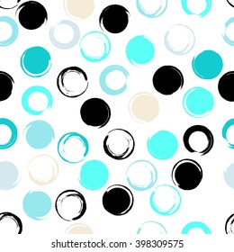 Cute vector seamless pattern . Brush strokes, circles and blots.  Endless texture can be used for printing onto fabric or paper.