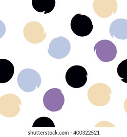 Cute vector seamless pattern . Brush strokes, circles.  Endless texture can be used for printing onto fabric or paper.