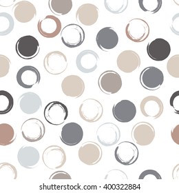 Cute vector seamless pattern . Brush strokes, circles.  Endless texture can be used for printing onto fabric or paper.