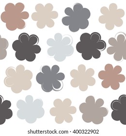 Cute vector seamless pattern . Brush strokes, flowers.  Endless texture can be used for printing onto fabric or paper