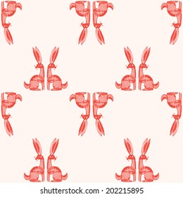 Cute vector seamless pattern with bunnies or rabbits