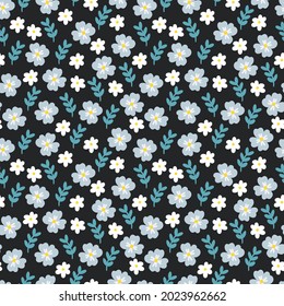 cute vector seamless pattern with cartoon flowers. it can be used as wallpaper, poster, print for clothing, fabric, textiles, notebooks, packaging paper. floral background.