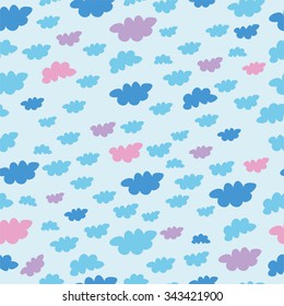 cute vector seamless pattern with clouds