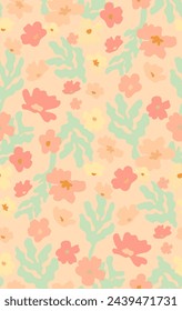 Cute vector seamless pattern - colorful ditsy florals fabric. Contemporary printable pattern in simple small flowers.
