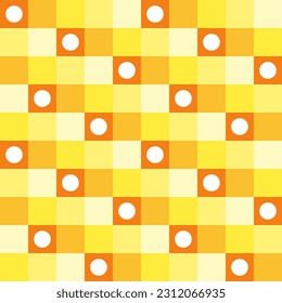 Cute vector seamless pattern. Decorative element, design template with yellow squares shade and white dots. Background, texture with pastel theme