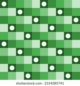 Cute vector seamless pattern. Decorative element, design template with green squares shade and white dots. Background, texture with pastel theme