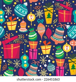 Cute vector seamless pattern of gift boxes.