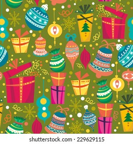 Cute vector seamless pattern of gift boxes.
