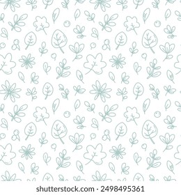 cute vector seamless pattern with leaves and berries. art for prints, card, or backgrounds