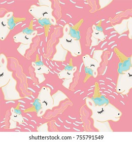 cute vector seamless pattern of lovely unicorn and lines. great for wrapping paper, baby room wallpaper, open card, bird shop interior detail, to print on souvenirs, cups, textile, pin and etc
